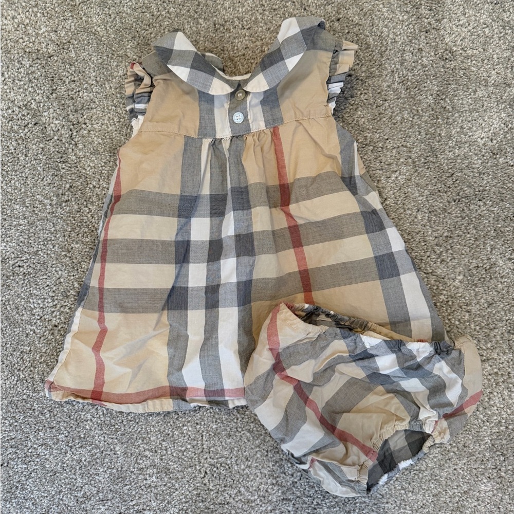 Burberry Kids Checkered Dress - Beige, Gray, Red